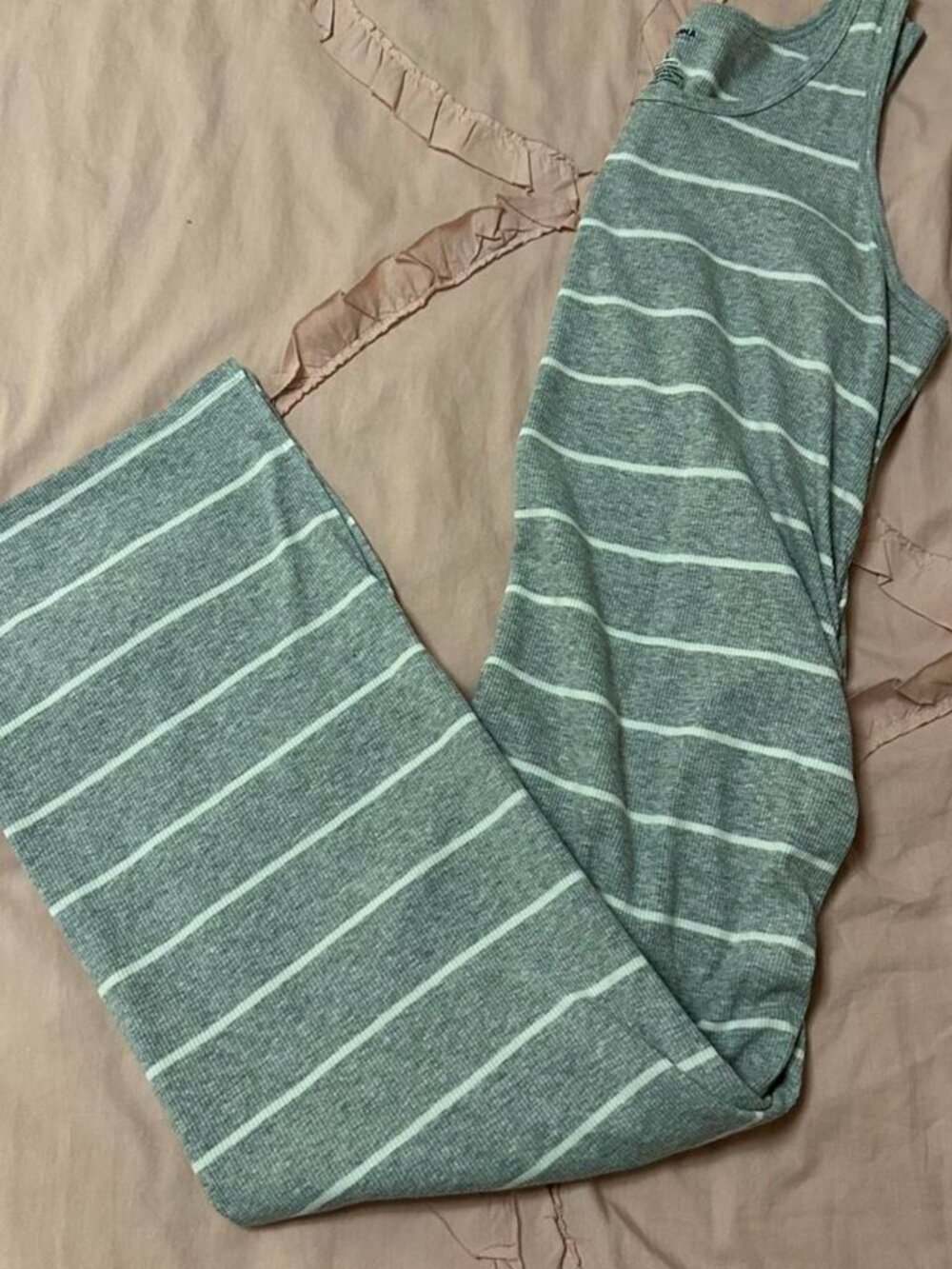 Sonoma gray & white striped maternity tank midi dress with side splits.